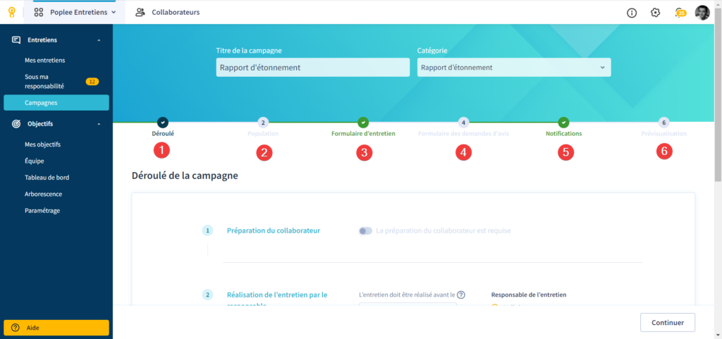 Déroulé de campagne d'entretiens d'évaluation - SIRH - sinequanone